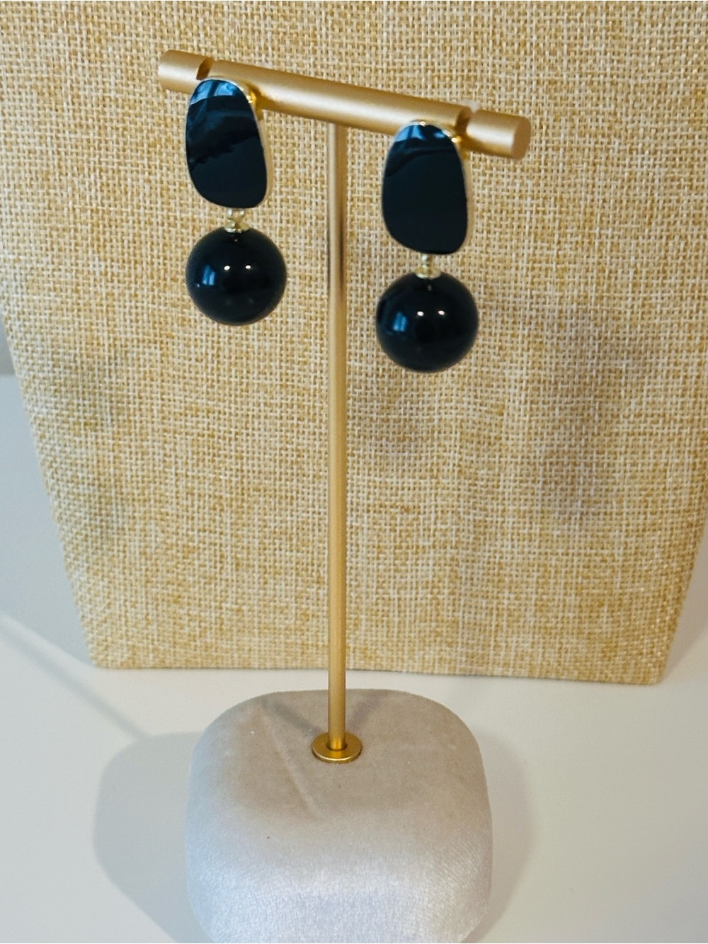 Fashion Jewelry Black Double Drop Earrings